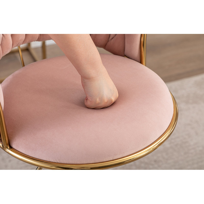 Cvetil Swivel Upholstered Adjustable Height Counter Stool with Metal Frame, 2, Pink