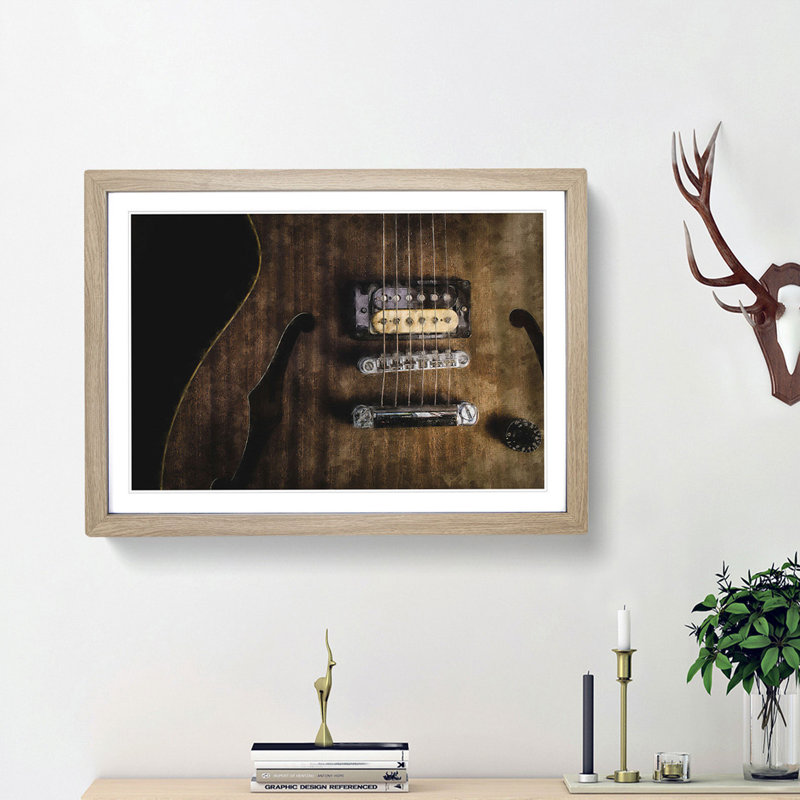 Strings of the Electric Guitar - Framed Print, Oak Framed, 62cm H x 87cm W x 2cm D