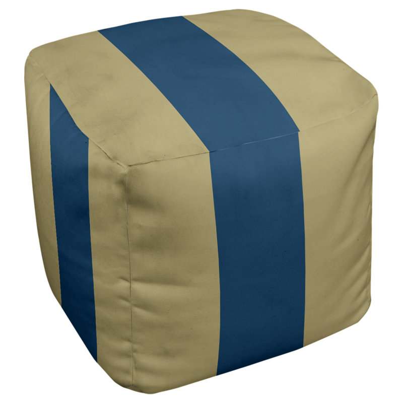 Upholstered Ottoman, Gold/Blue/Gold