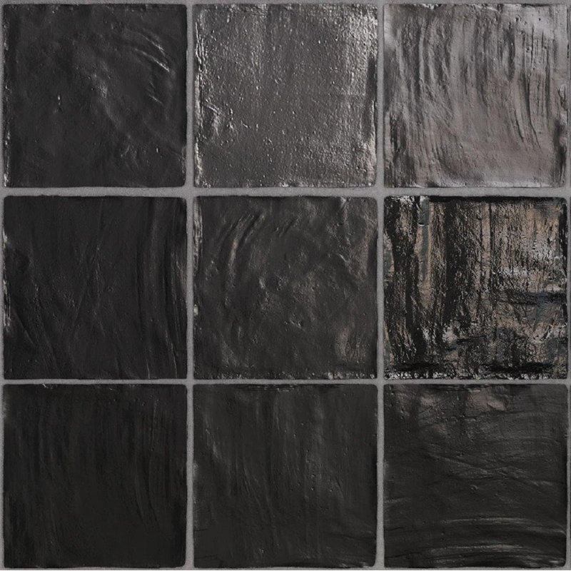 4" X 4" Ceramic Tile For Kitchen, Bathroom Or Wall Panel, Black