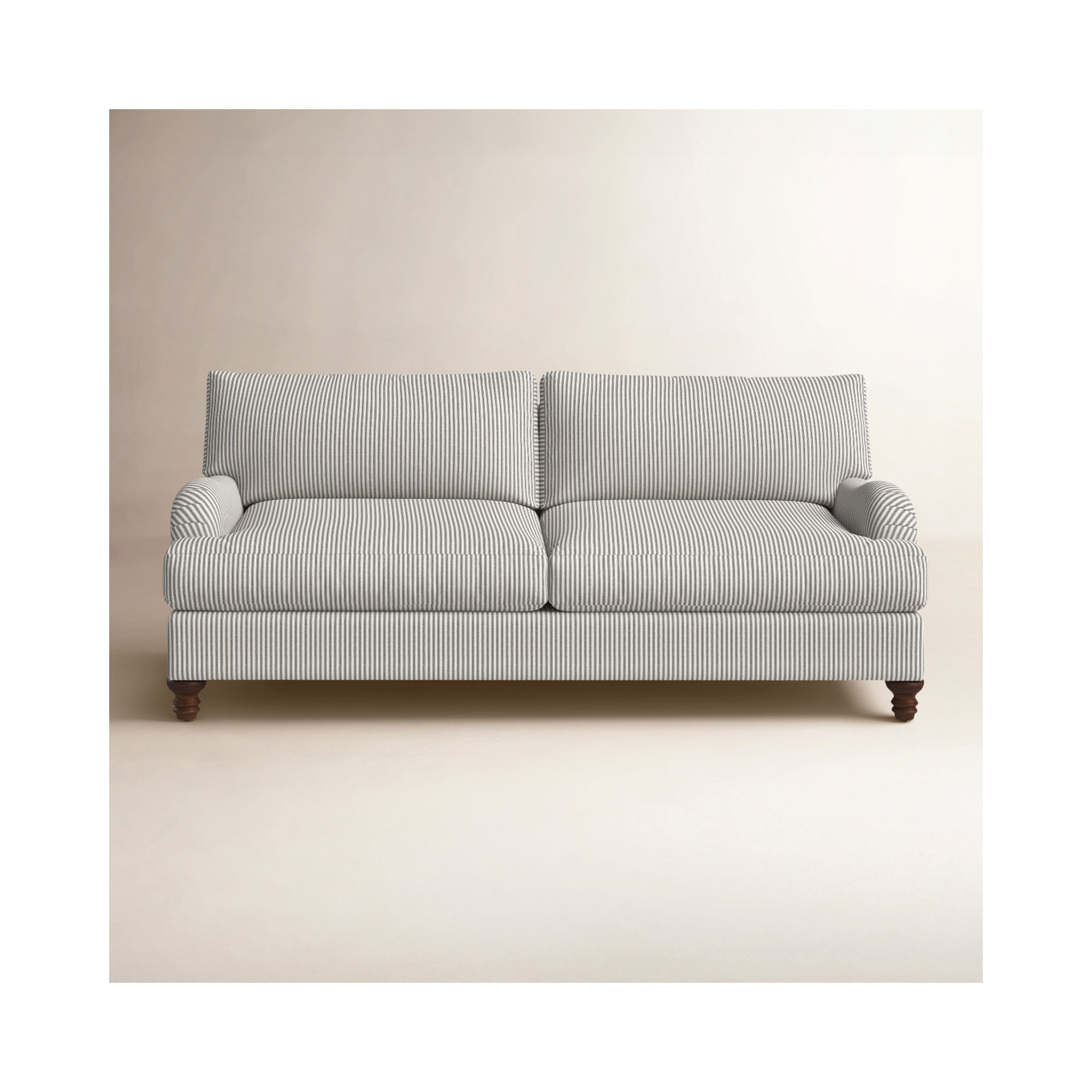 Walters 82'' Upholstered Sofa, Cruise Adrift Gray Striped Basketweave