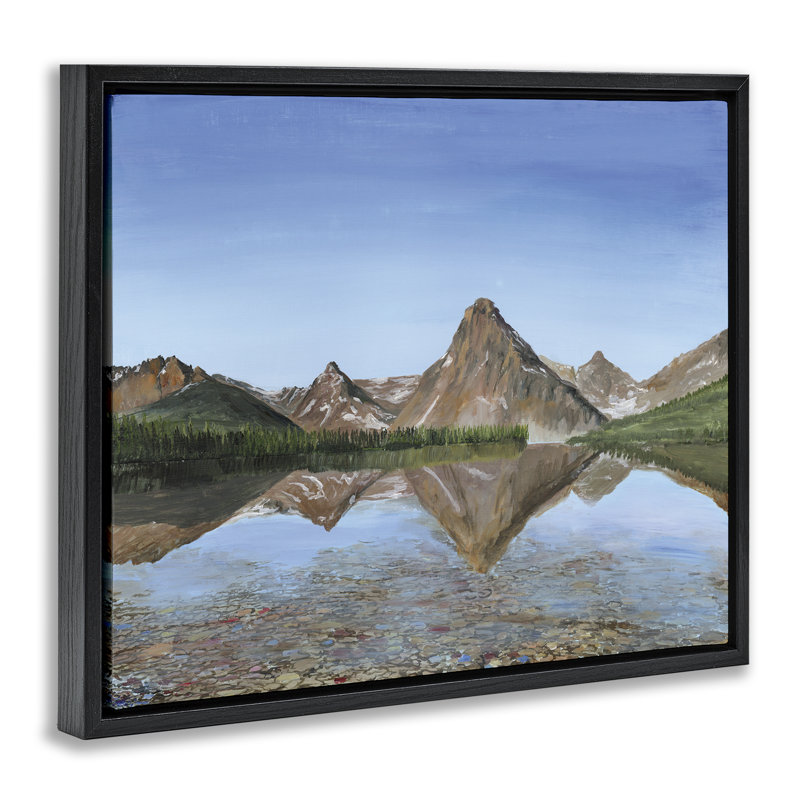 Cadre flottant Alpine Reflection Peaks, design par Georgie Harrison, Cadre flottant noir de jais, H 17 po x l 21 po