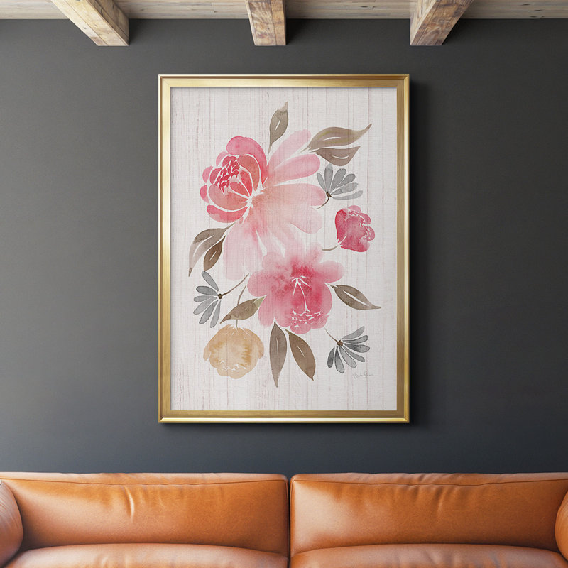 Toile encadrée «Loose Peony II» - prête à être accrochée, Or, H 42,5 po x l 30,5 po