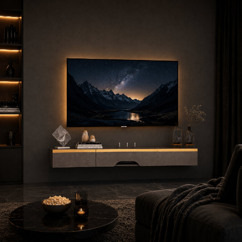 TV Stand, 6.6" H x 67" W x 10" D