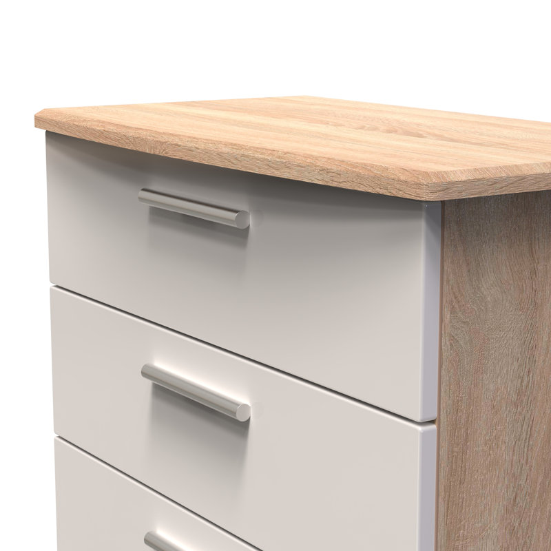 Borgeson 77cm W 3 - Drawer Chest of Drawers, Kashmir Gloss/Bardolino Oak