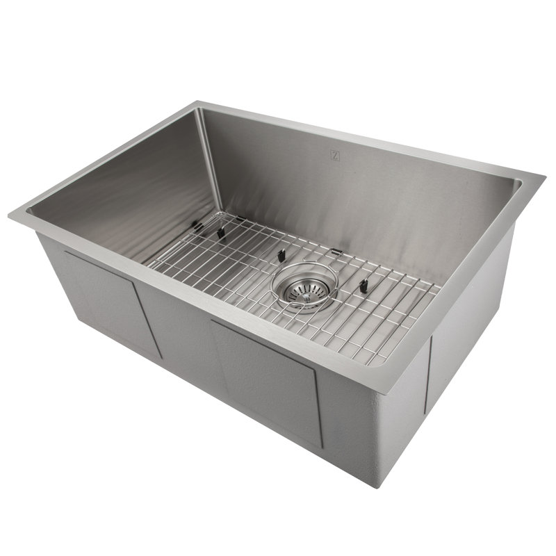 Meribel Stainless Steel 27" L x 18" W Undermount Kitchen Sink with Basket Strainer