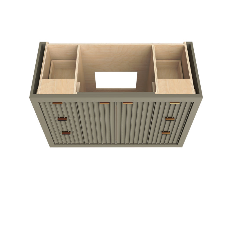 Lecrieú Single Extra Wide Bath Vanity, French Olive, 48", Champagne Bronze