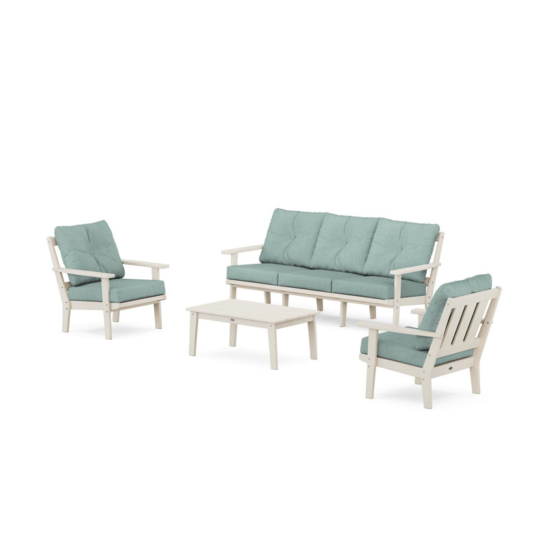 Ensemble de conversation à assise profonde et canapé 4 pièces Oxford, Sable, Glacier spa