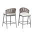 Ensemble de 2 tabourets de comptoir avec cadre en métal et rotin PE, ensemble de 2, gris mat-1933573409