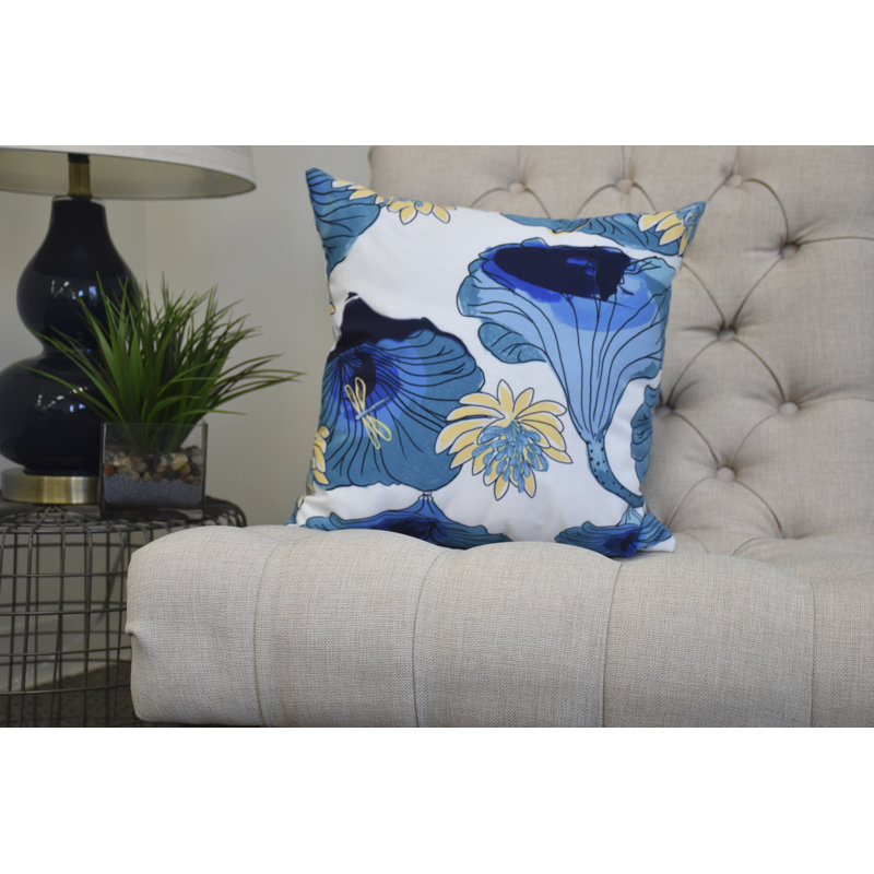 Cuban Flare Floral Reversible Throw Pillow, Teal, 16" x 16"