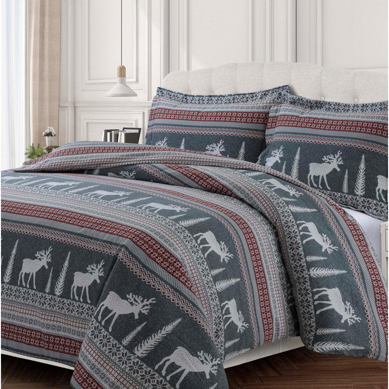 Flannel Duvet Cover, Queen Duvet Cover + 2 Shams