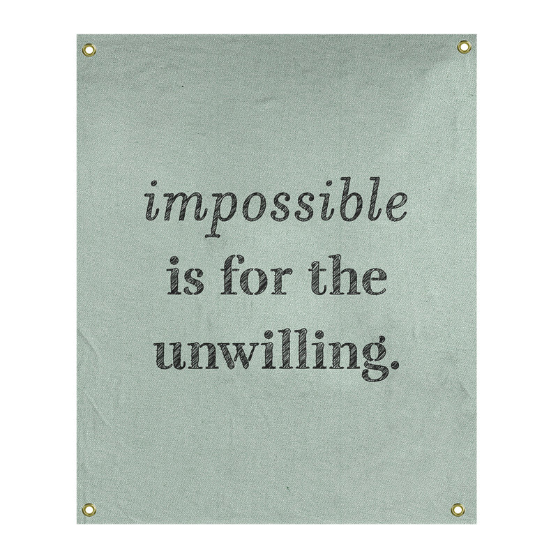 Tapisserie quote « impossible à écrire » en polyester, H 80 po x l 59 po, Vert / Noir