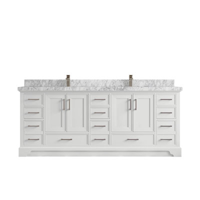 Meuble-lavabo double 84 po avec plateau en marbre Charlotte