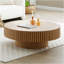 Table basse ronde en bois de 35,43 po pour le salon, table basse tambour artisanal moderne, table basse circulaire en bois pour petit espace.-1410346284-1410346282