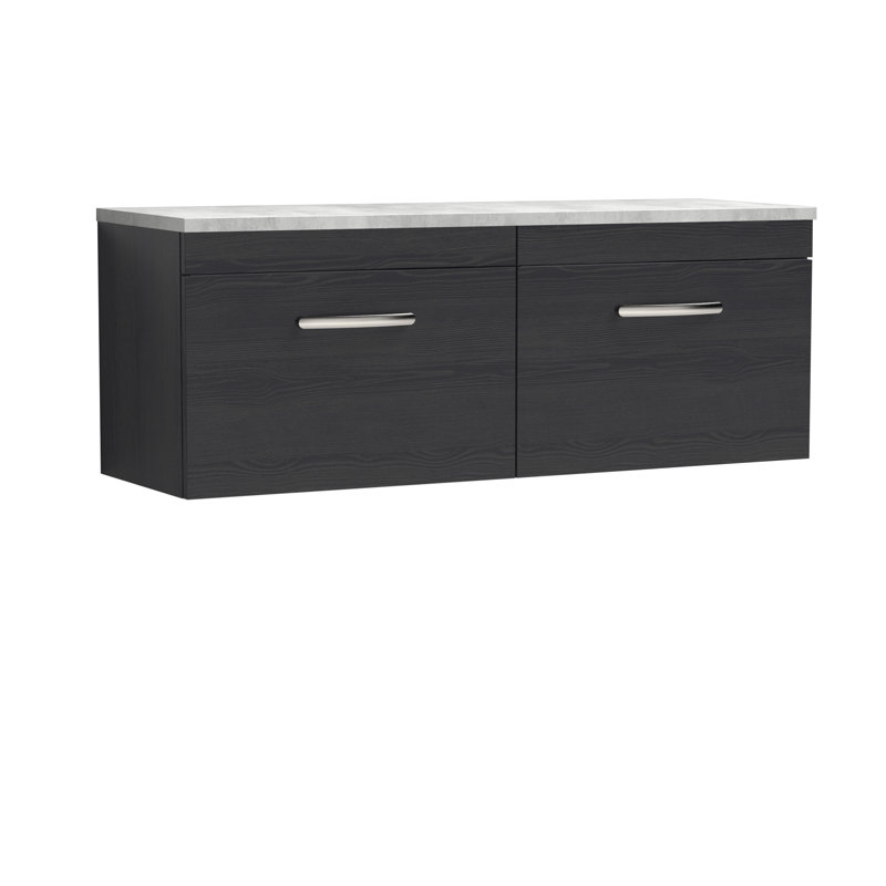 Athena 47.44cm Double Bathroom Vanity Base Only, Charcoal Black Woodgrain