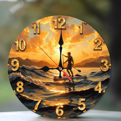 Horloge murale Sunset Ocean Paddleboarder