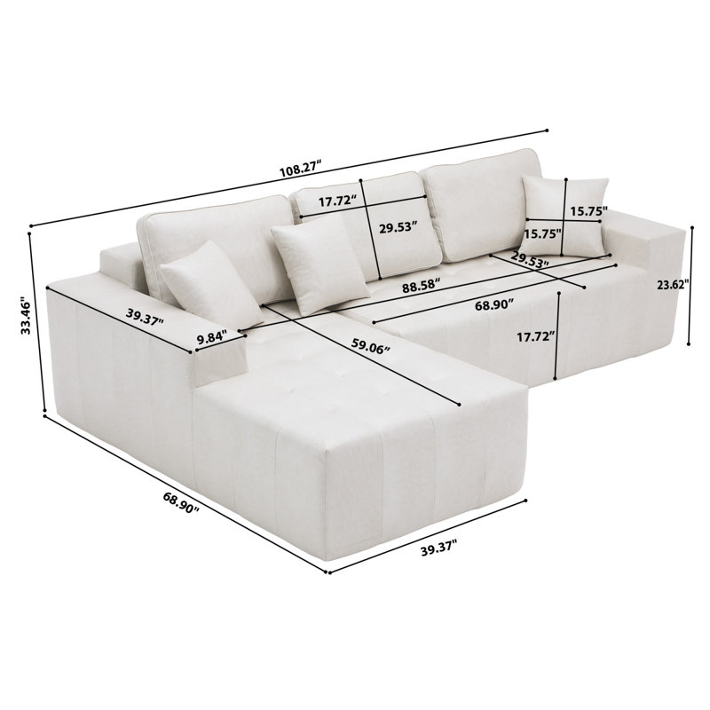 Faux Leather L-Shaped Sectional Left Hand Facing
