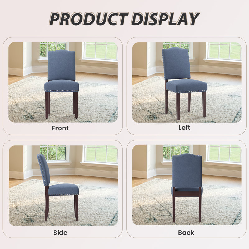 Upholstered Parsons Dining Chairs, Linen Side Chair, Beige