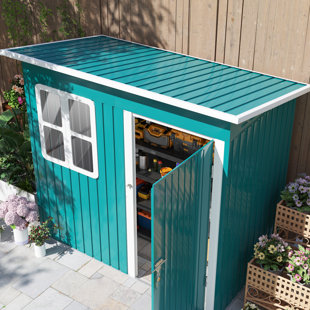 Garden 7 ft. W 4 ft. D Galvanised Steel Sloped Storage Shed