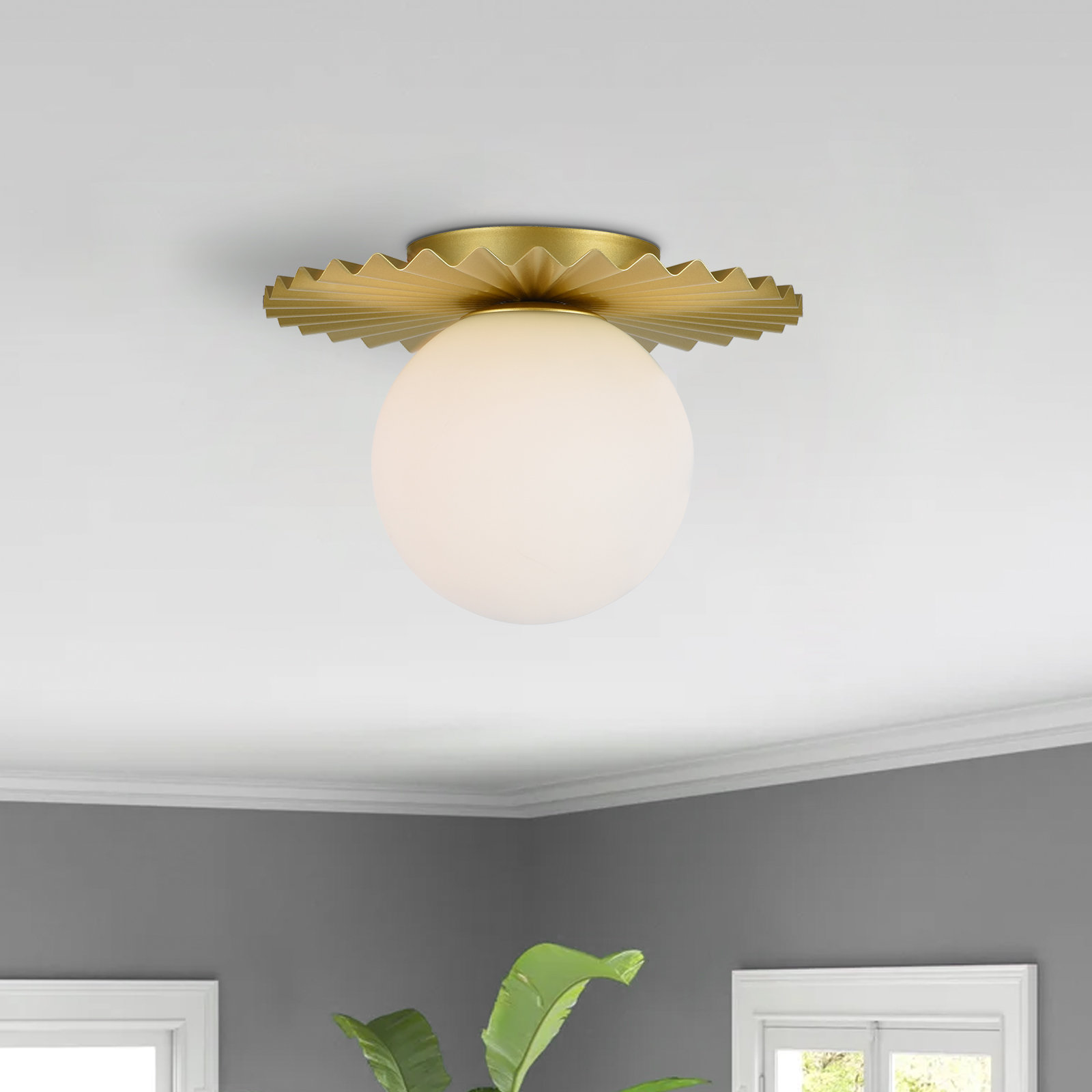 Abbey Glass Flush Mount, Brushed Gold