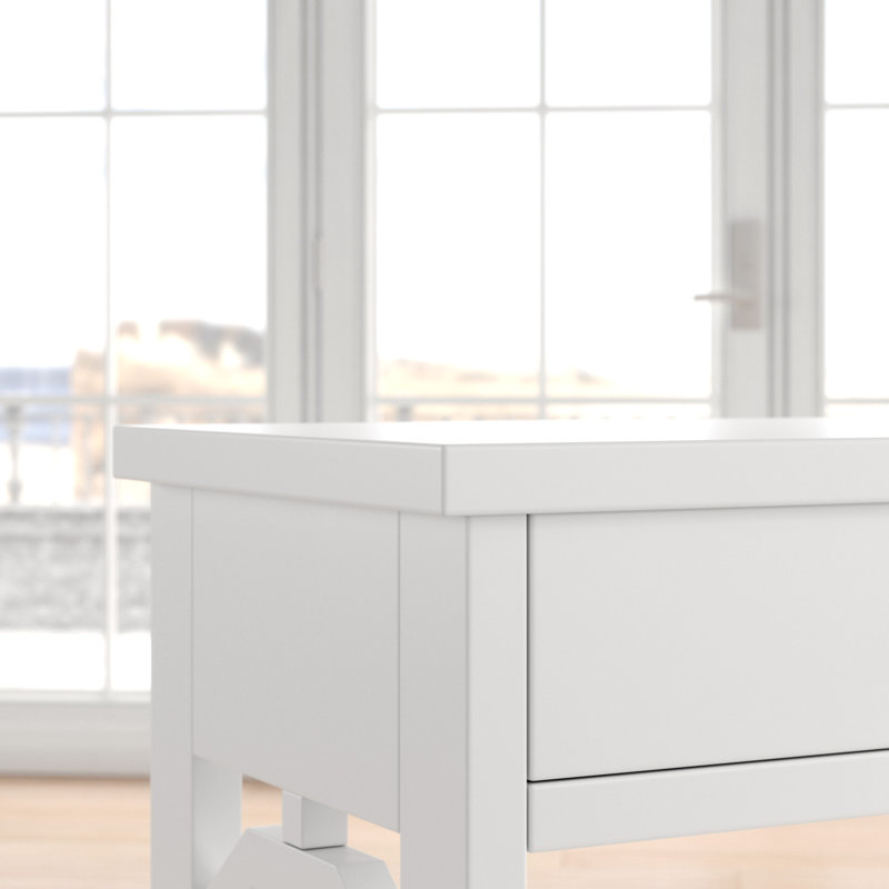 Minier 1-Drawer Console Table with Shelves, White, 31.5" H x 39.5" W x 12" D