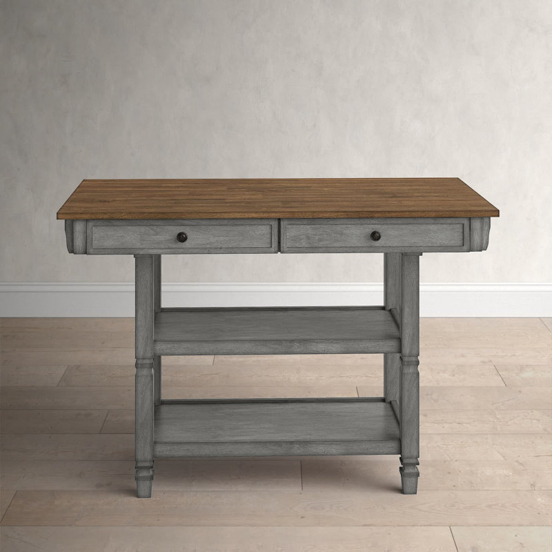 Erickson Solid Wood Kitchen Island, Antique Gray