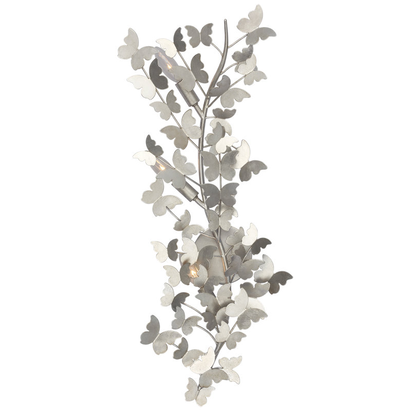 Julie Neill 3 - Light Armed Sconce, Burnished Silver Leaf