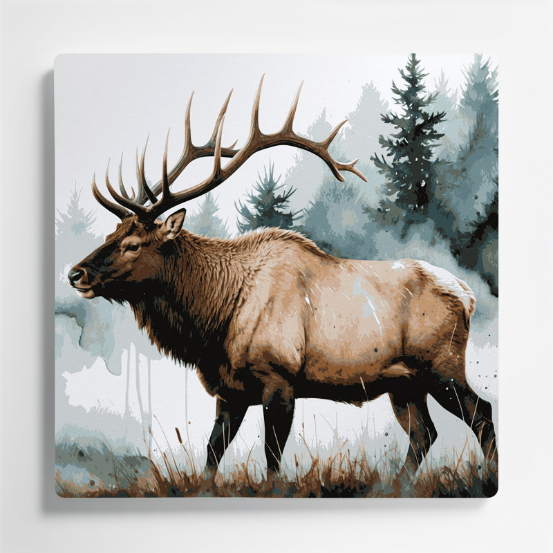 Wildlife Elk Blue Metal Wall Art