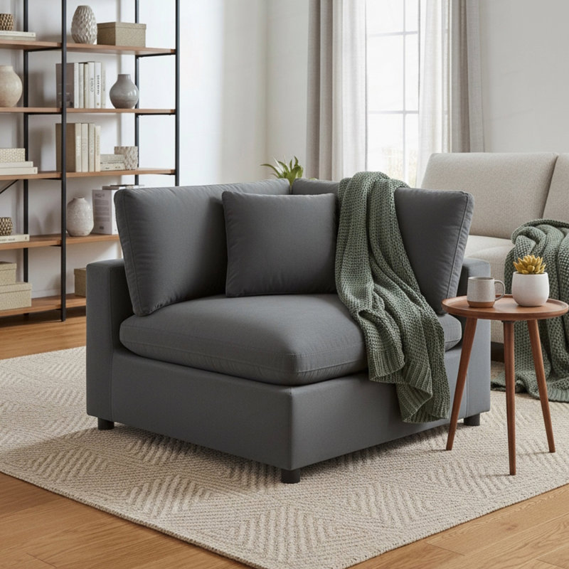 Chaise de coin Caylie - gris anthracite, Gris anthracite