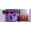 Lit mezzanine double en métal avec éclairage à DEL, bureau, 4 options de rangement pour tablettes - bureau éclairé noir et tablettes
