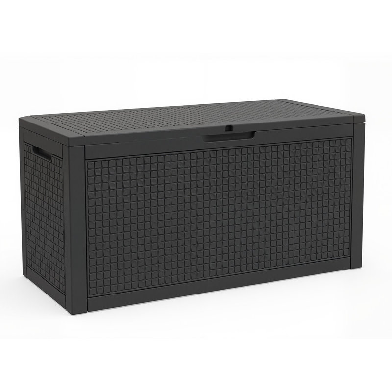 48.49"w 100 Gallon Water Resistant Resin Lockable Deck Box(Black), Black