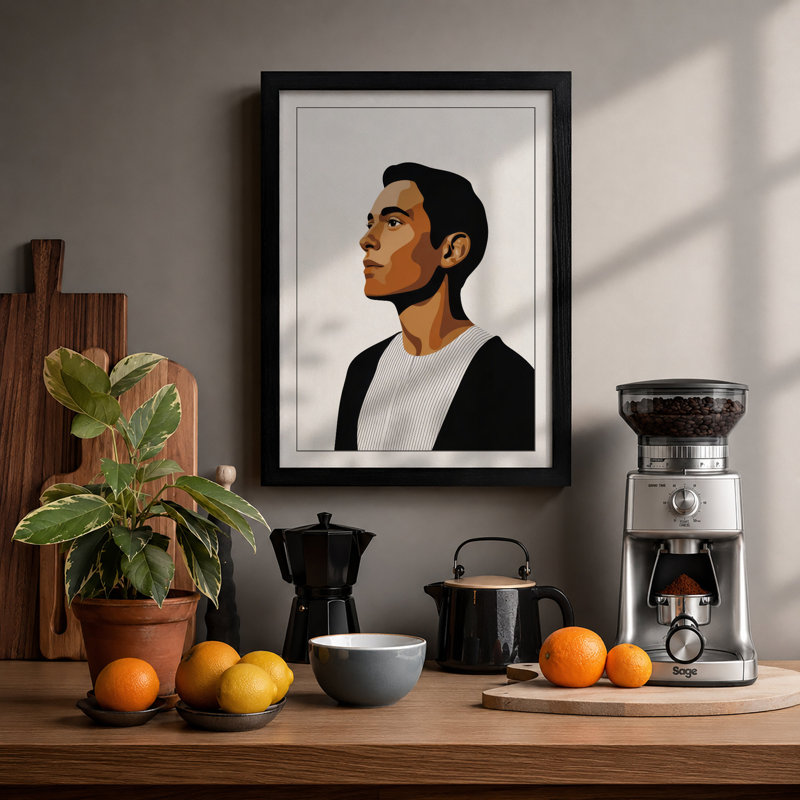 Profile In Contemplation Modern - Print, A1 - 84.1 x 59.4 cm, Black