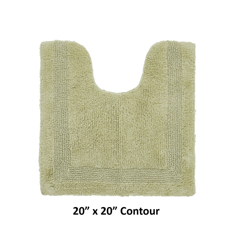 Lux Premium 100% Cotton Tufted Reversible Contour Bath Rug – Super Absorbent, Machine Washable U-Shaped Contour Toilet Rug, 20” x 20”