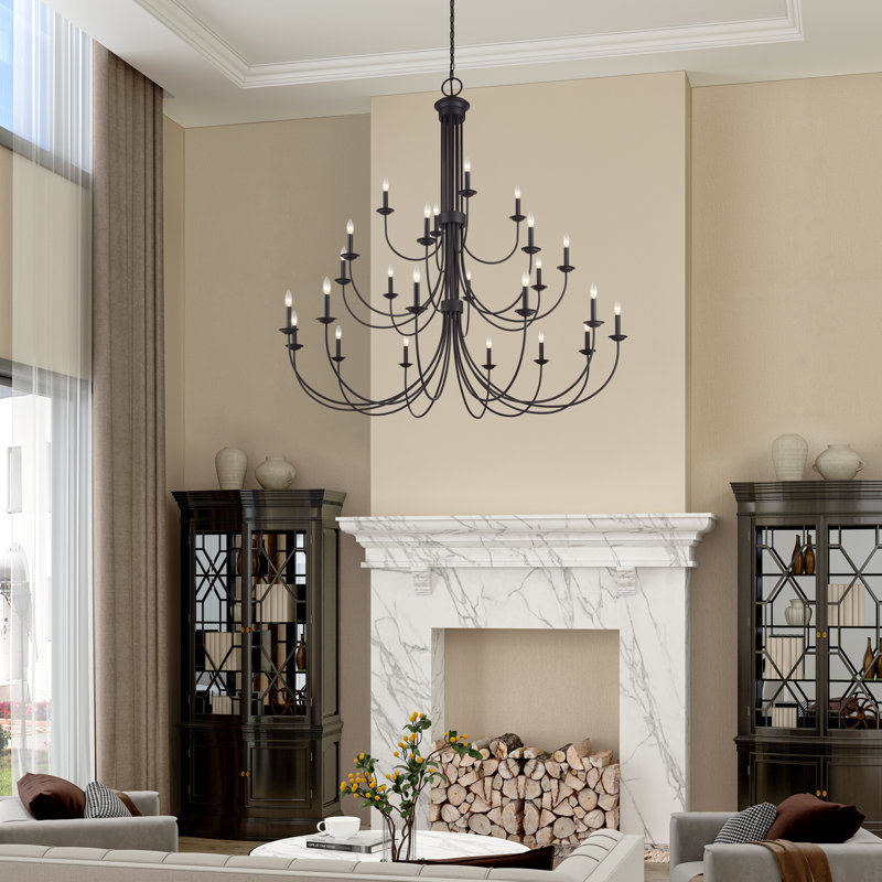 12 Light Bronze Large 2-Tier Chandelier, 24, Bronze
