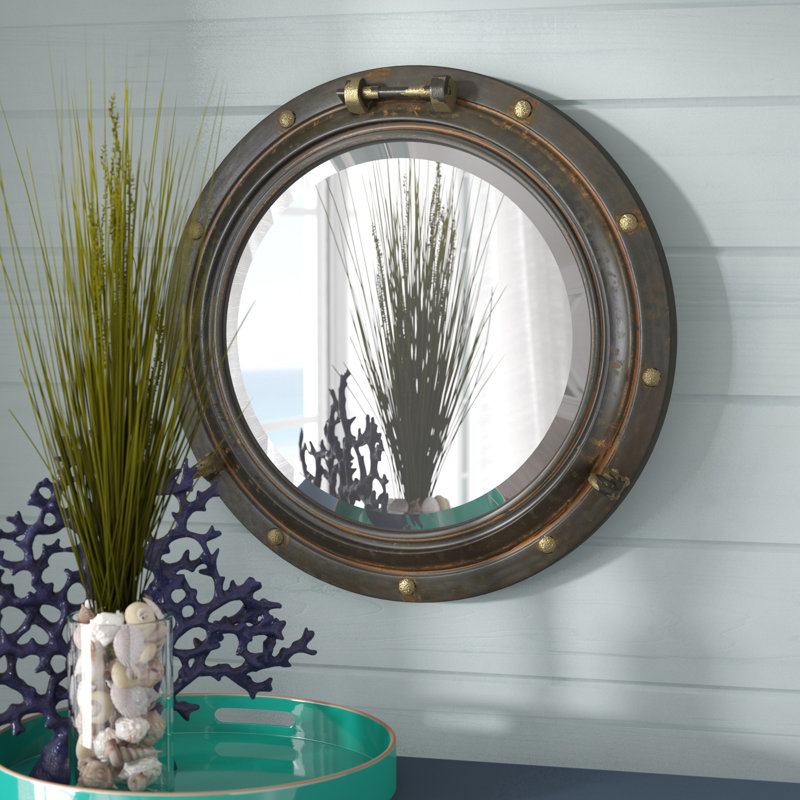 Miroir mural rond, rouille