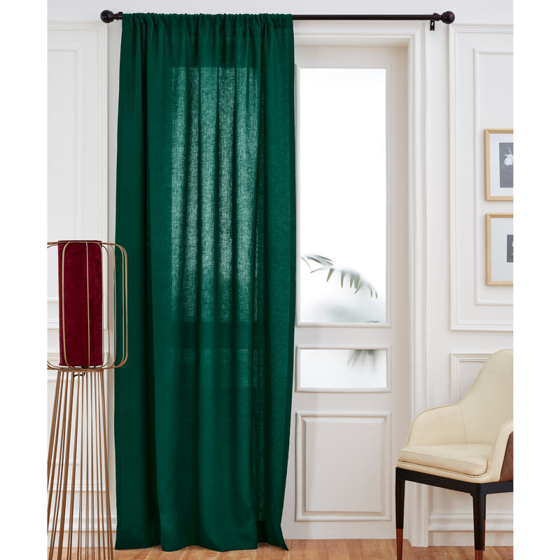 Linen Curtain with Rod Pocket, 52" W x 120" L, Rainforest