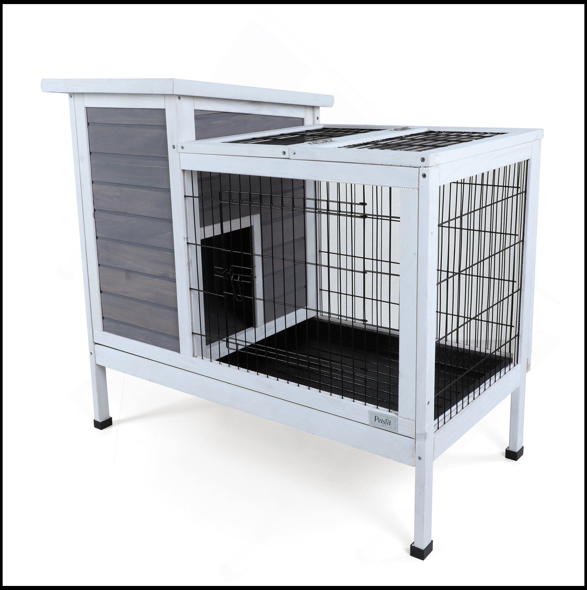 Large Rabbit Cages KUNMINGZHUHE Two-Tier Wooden Indoor/Outdoor Rabbit Cage For Small ...