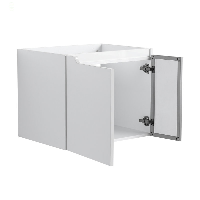 Meuble-lavabo mural 24 po, 2 portes à fermeture en douceur, meuble-lavabo et demi-porte en verre, contreplaqué (emballage KD) - sans le lavabo