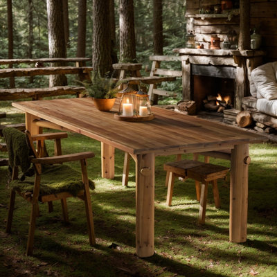 Narrow Long Farmhouse Dining Table for 6-8, Solid Wood Rectangular Kitchen Table