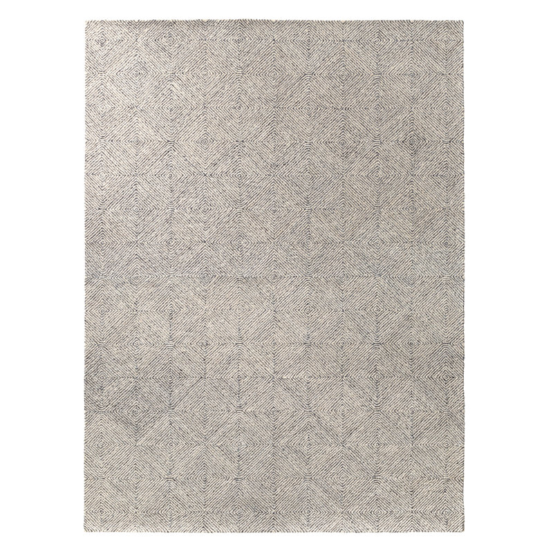 Tapis tribal blanc et gris foncé fabriqué à la main Museum Ifa par Exposition, Rectangle 9 pi x 12 pi