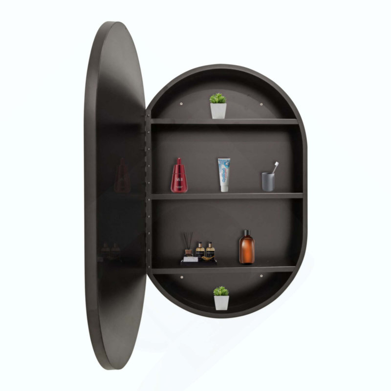 Armoire à pharmacie ovale murale en métal avec miroir