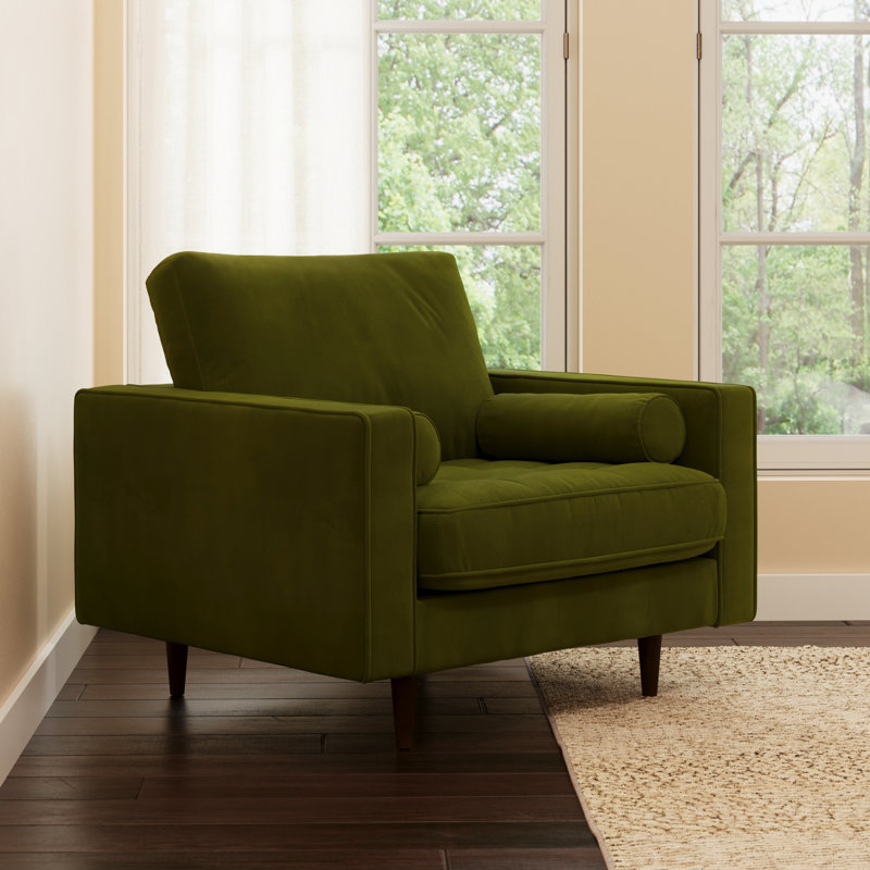 Pritchett Upholstered Armchair, Bella Forest Performance Velvet