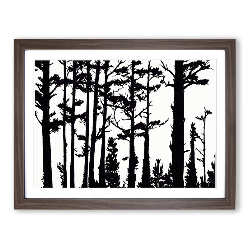 Pine Tree Block Print - Single Picture Frame Print, 46cm H x 64cm W, Brown