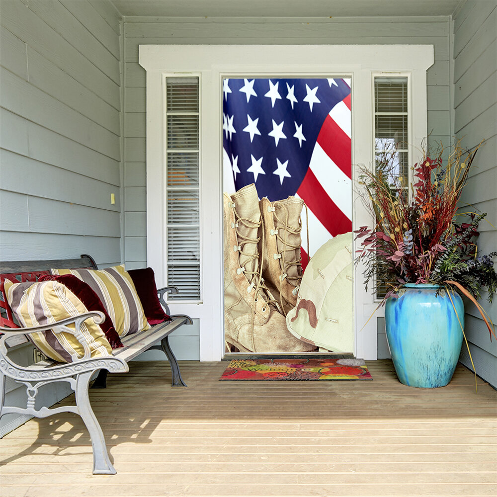 My Door Decor 285906PATR-001 36 x 80 in. USA Flag & Eagle Patriotic Front Door Mural Sign Banner Decor, Multi Color