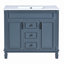 Meuble-lavabo 36 po avec lavabo supérieur, armoire à miroir bleu royal, armoire de rangement moderne avec 2 portes à fermeture douce, meuble-lavabo simple
