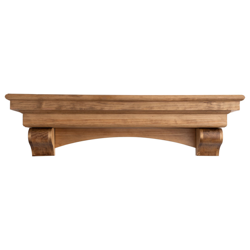 48" Aged Oak Poplar French Corbel Mantel Shelf