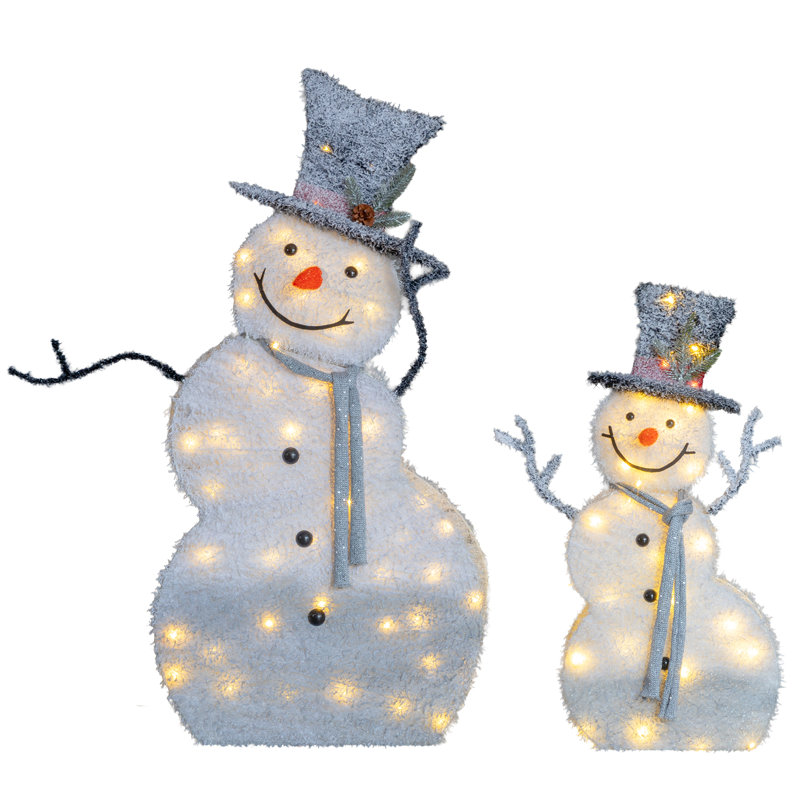 2 pièces de décoration de Noël bonhomme de neige éclairée