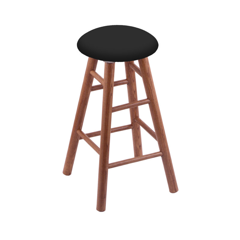 Swivel 36" Extra Tall Stool, Black Vinyl, Medium Oak