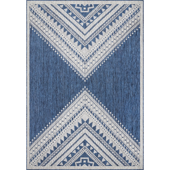 Union Rustic Hilarion Southwestern Blue Indoor / Outdoor Area Rug ...