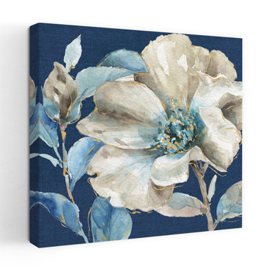 Contemporary Indigold Iv Navy With Blue Florals Art